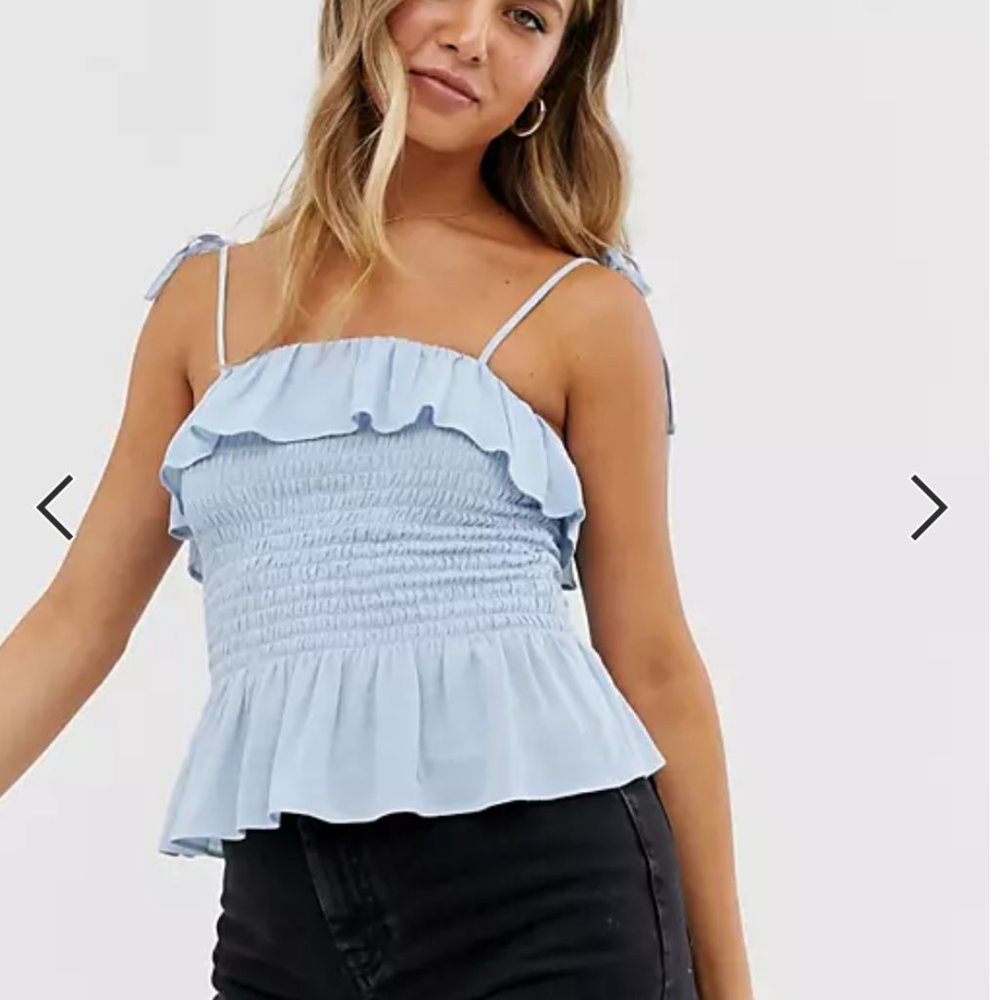 ASOS tie shirred crop tank top